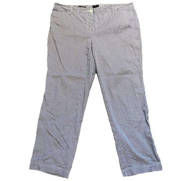 Talbots Pants Women’s Size 18 W‎ Striped Stretch Cotton Chino Classic Chic Beach - Picture 1 of 10